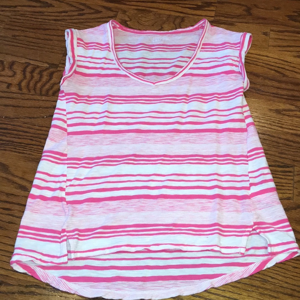 Gap medium pink and white striped shirt